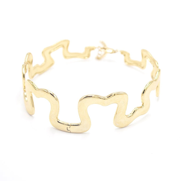 14K Gold Plated Swirl Irrglar Necklace Choker