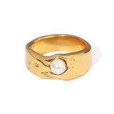 18K Gold Plated Pearl Ring - BABYDOLL