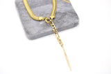 18K PVD Gold Plated Chunky Herringbone Y-Necklace - LIGHT
