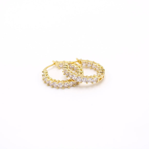 14K Gold Hoops Cubic Zirconia - CANDY