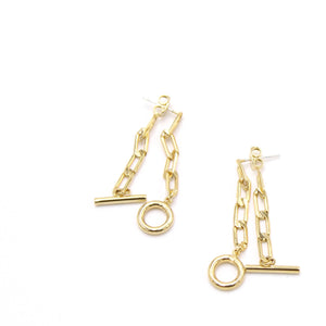 Gold and Silver Chain Drop Earring - CHAIN BALL