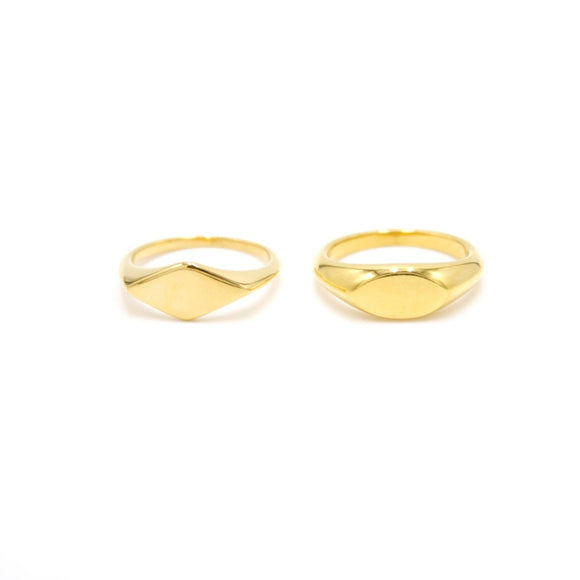 18K PVD Gold Plated Rhombic and Oval Shape Ring - CLASSY N SOPHI