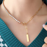 18K Gold Plated Cubic Zirconia Tassel Necklace - DAZZLING