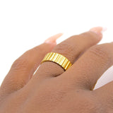 8K PVD Gold Plated Gear Band Ring - DREAM