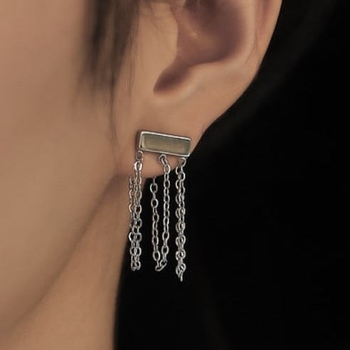 Titanium Steel Folded Drop Chain Earrings - ENTHRALLING