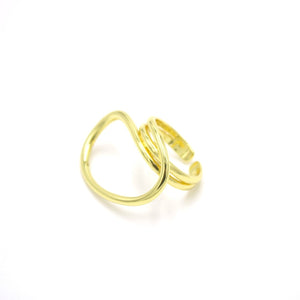 Gold Plated Geometric Open Statement Twist Ring - FANTASY