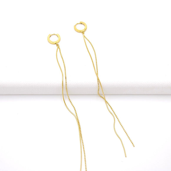 18K Gold Plated Chain Drop Long Tassel Earrings - GLAM