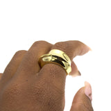 18K Gold Plated Thick Band With Ledge Ring - ION