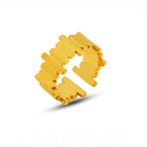 18K Gold Plated Uneven Dimensional Ring - MUSICAL