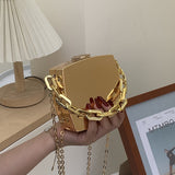 Gold/Silver Box Clutch Bag For Evening Party - STUNNER
