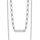 Titanium Steel Multi Strand Tassel Cubic Zirconia Necklace Chain - UNIQUE